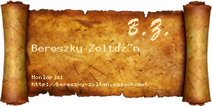 Bereszky Zoltán névjegykártya